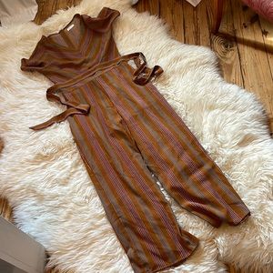 Roolee Brown and Orange Striped Jumpsuit